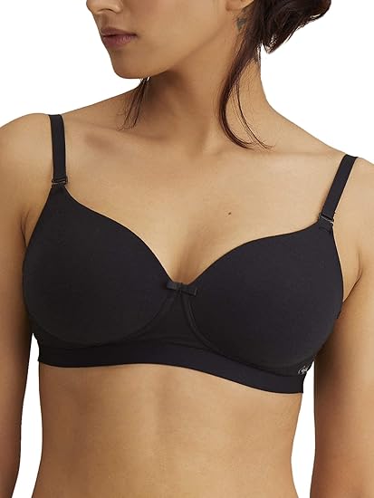 NYKD by Nykaa Breathe Cotton Transparent Back Padded Non-Wired T-Shirt Bra for Women – Black, NYB007
